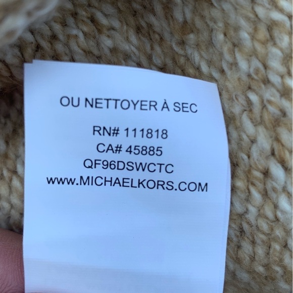 Michael Kors Light Brown Cotton Blend Woven Turtleneck - Picture 5 of 7